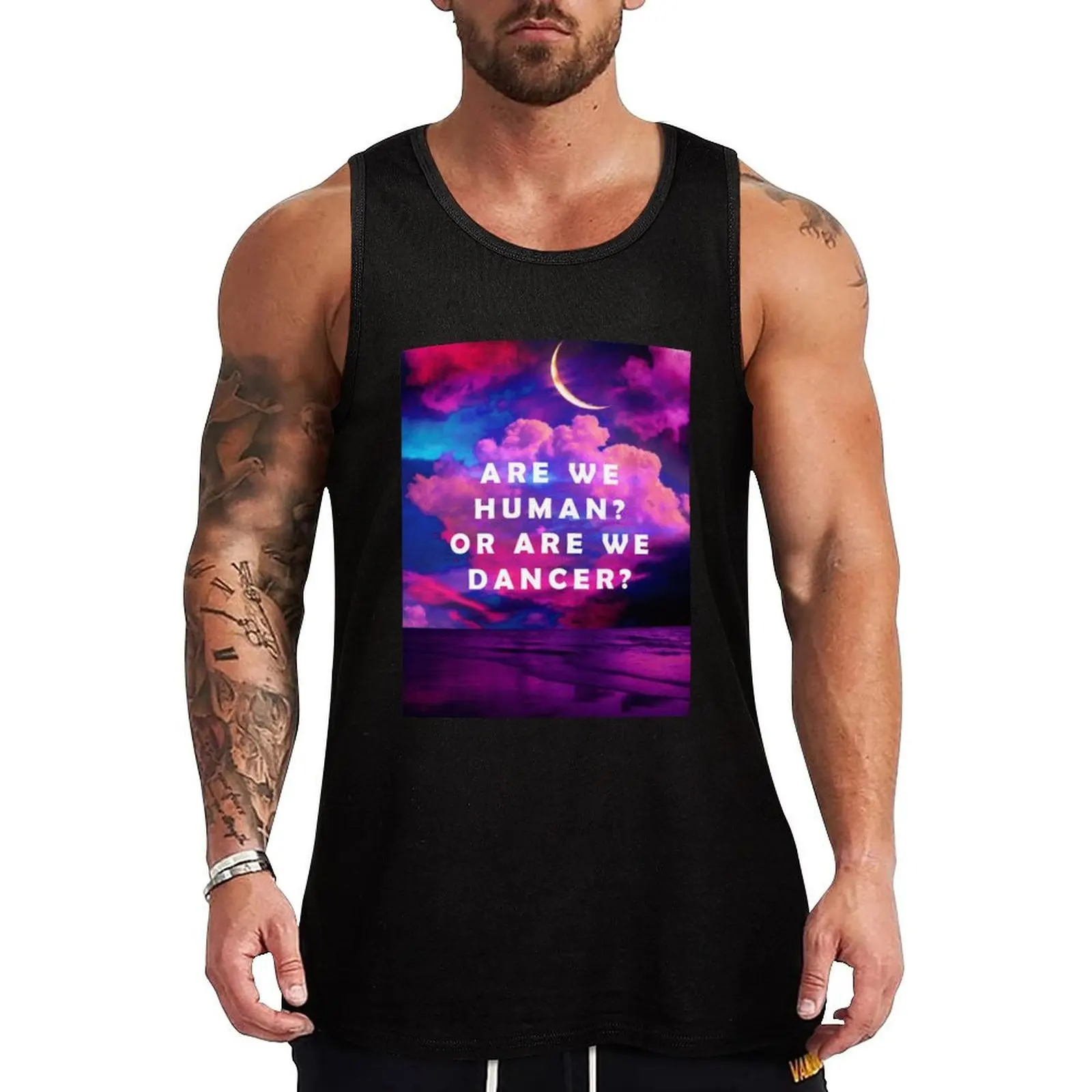 

Are we human or are we dancer  the killers design Tank Top sleeveless t-shirts for men gym clothes men