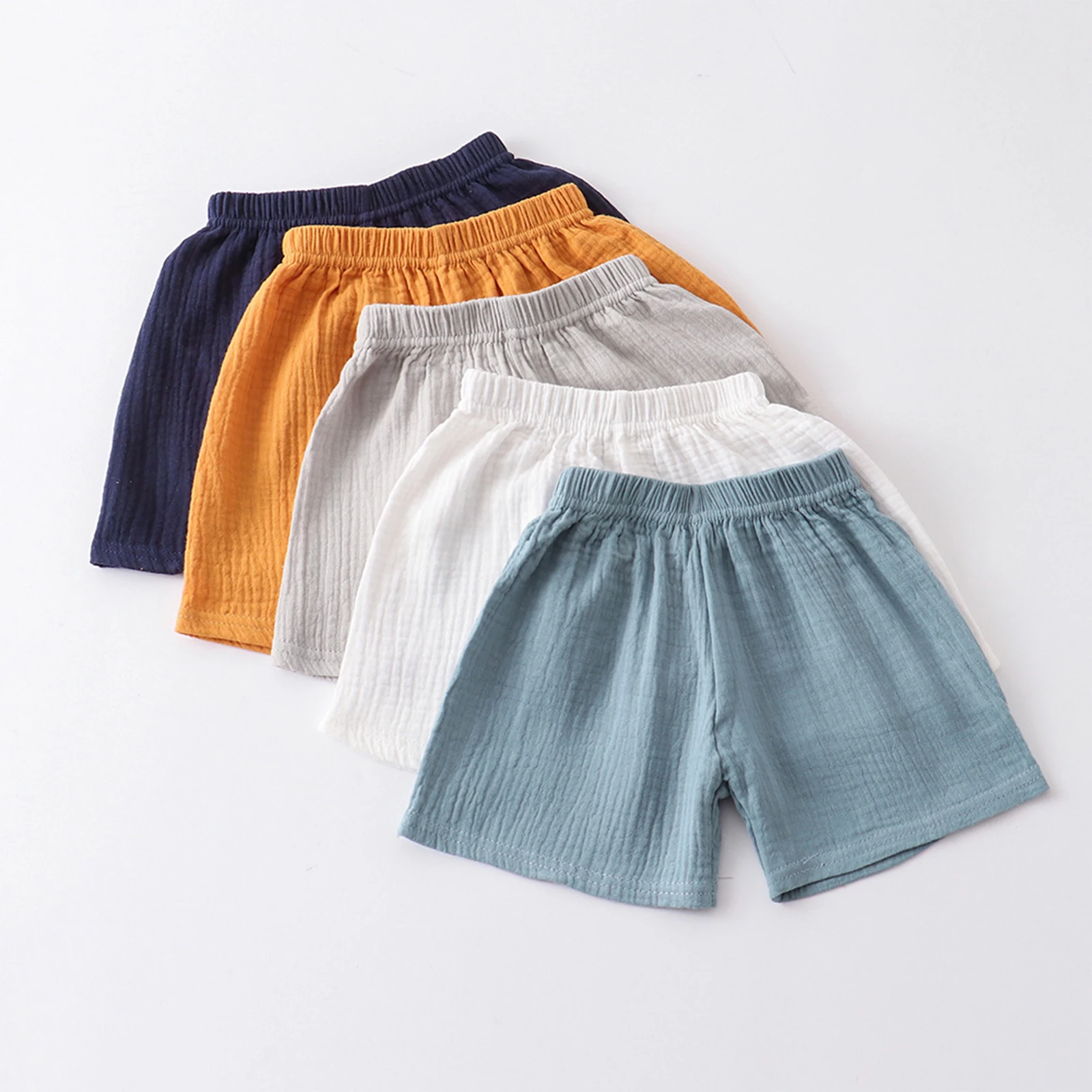 

Baby Boys Girls Clothing Cotton Linen Shorts Children Summer Solid Color Elastic Waistband Short Pants Bloomer Infant Daily Wear