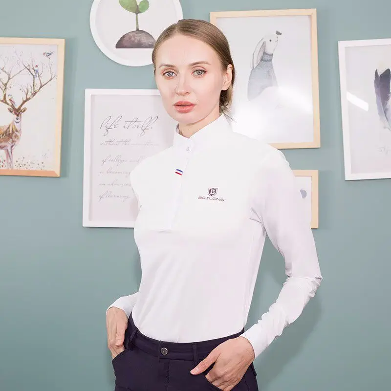 polo-a-manches-longues-baslong-pour-homme-et-femme-protection-solaire-respirant-vetements-d'entrainement-d'equitation-vetements-decontractes-﻿