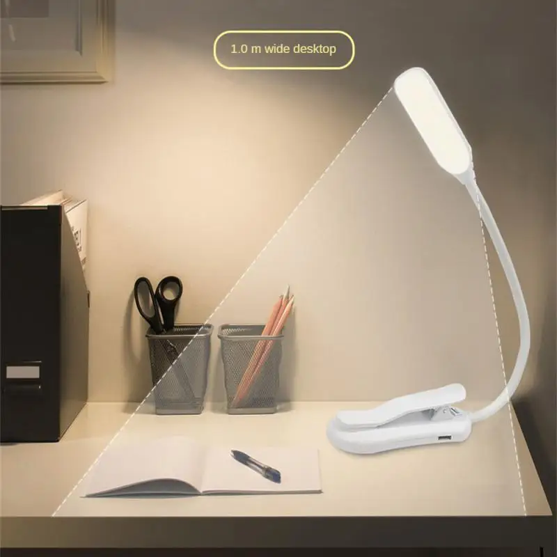 7LED Book Light USB Rechargeable 3-Level Warm White Night Light Adjustable Reading Desk Lamp With Goosenecks Clip Bedroom Study