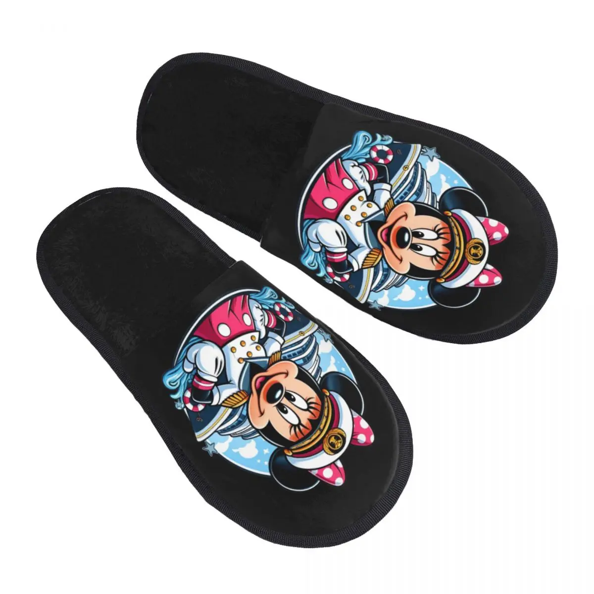 

Custom Print Women Mickey Mouse Ship House Slippers Soft Warm Memory Foam Fluffy Slipper Indoor Outdoor Shoes