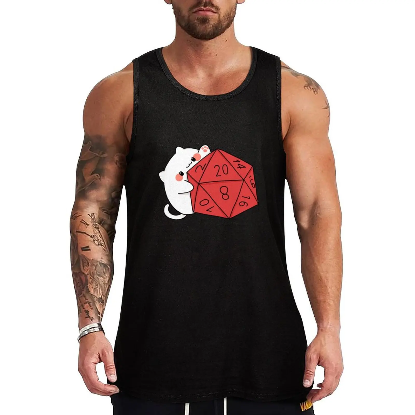 I Love Cat and Dice / Board Games - Cute - Funny - White Cat #2 Tank Top Muscle fit Vest male singlet for men