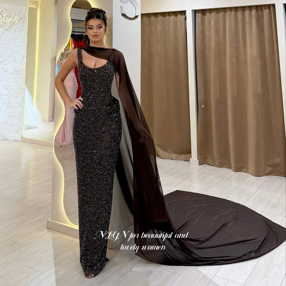 فستان سهرة بحورية البحر من NFYN فستان حفلة موسيقية مطرز بالترتر مع وشاح رداء دي بال للنساء العربيات مناسبة رسمية حسب الطلب #2