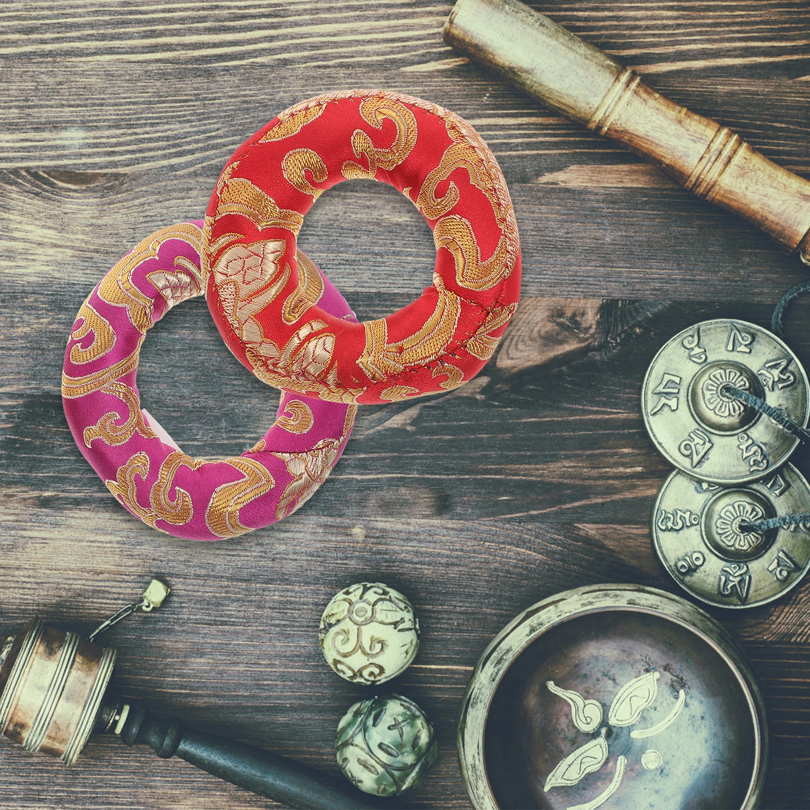 

2Pcs Singing Bowl Pads Premium Material Long Lasting Buddhist Instruments Cushions Meaningful Gift Carry Anywhere