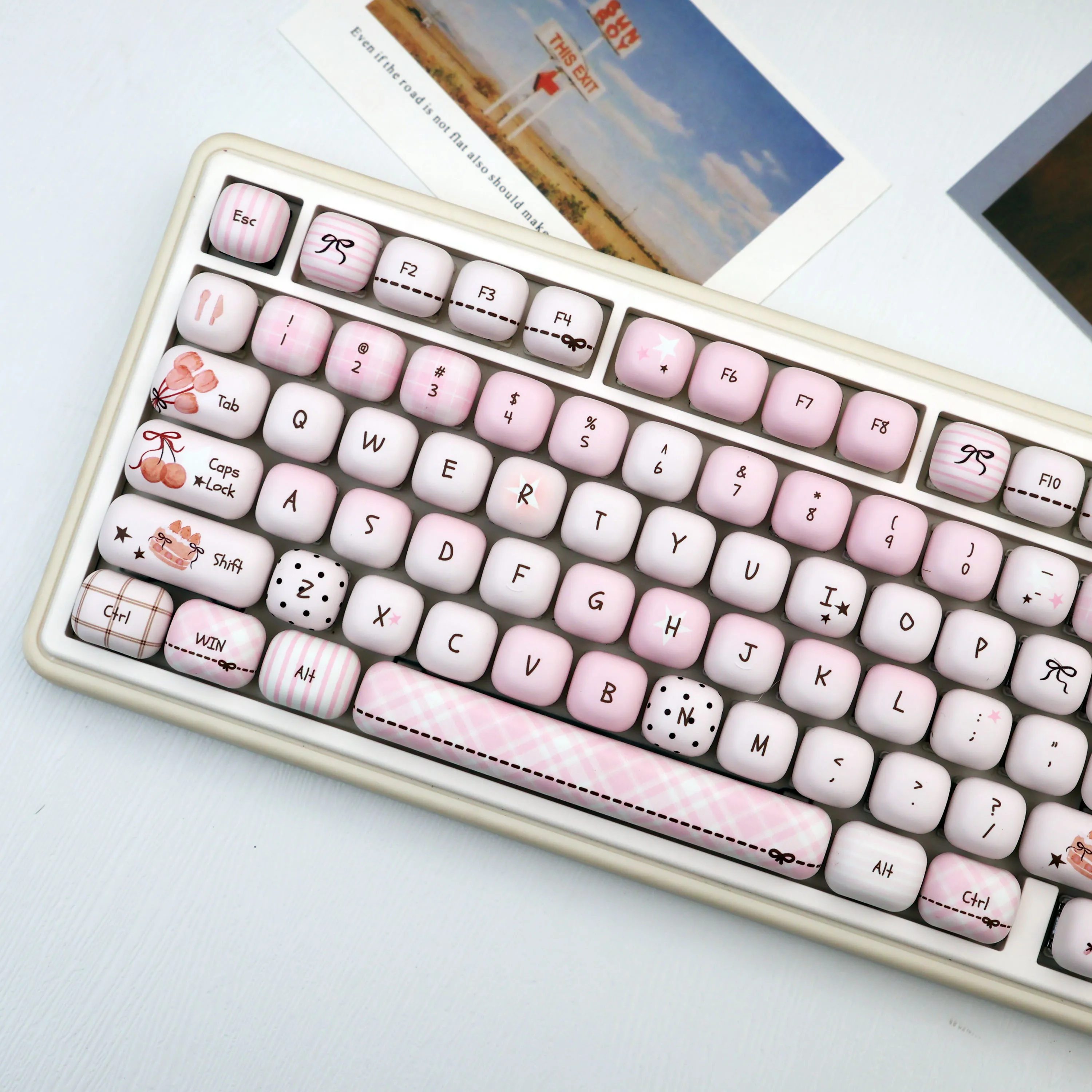 138 Keys Pink Grey PBT Keycaps Dye-Sublimation MOG Profile MX Switch 61 64 68 87 96 104 108 Mechanical Keyboard