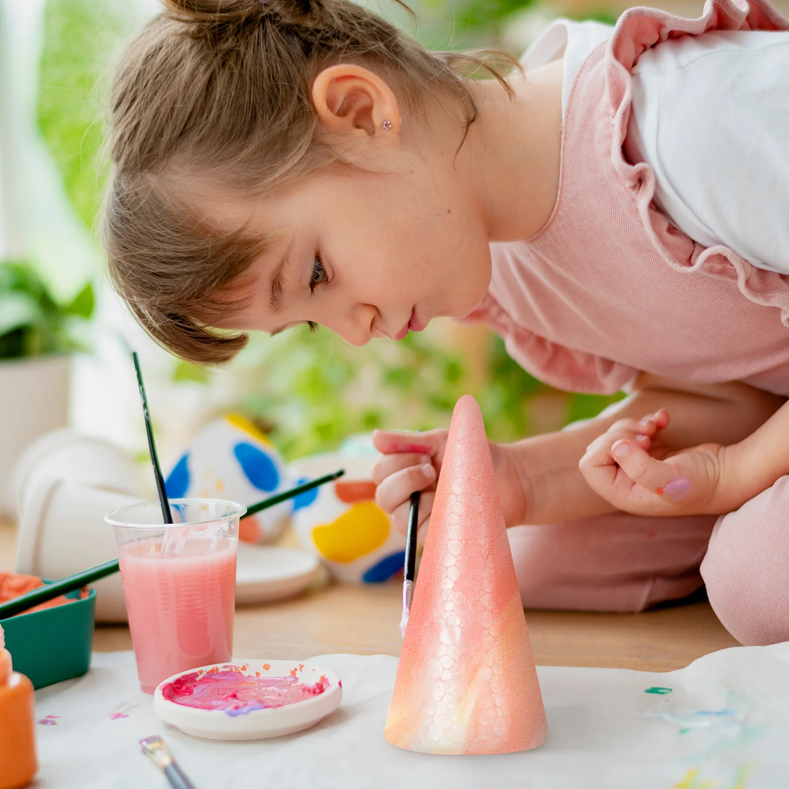 

Christmas Craft Foam Cones 15Pcs White DIY Drawing for Painting Kindergarten Decorative Plaything Art Ornaments