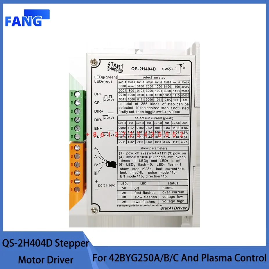 NEW START stepper motor driver QS-2H404D instead of MS-2H057M is suitable for 42BYG250A/B/C and plasma controller