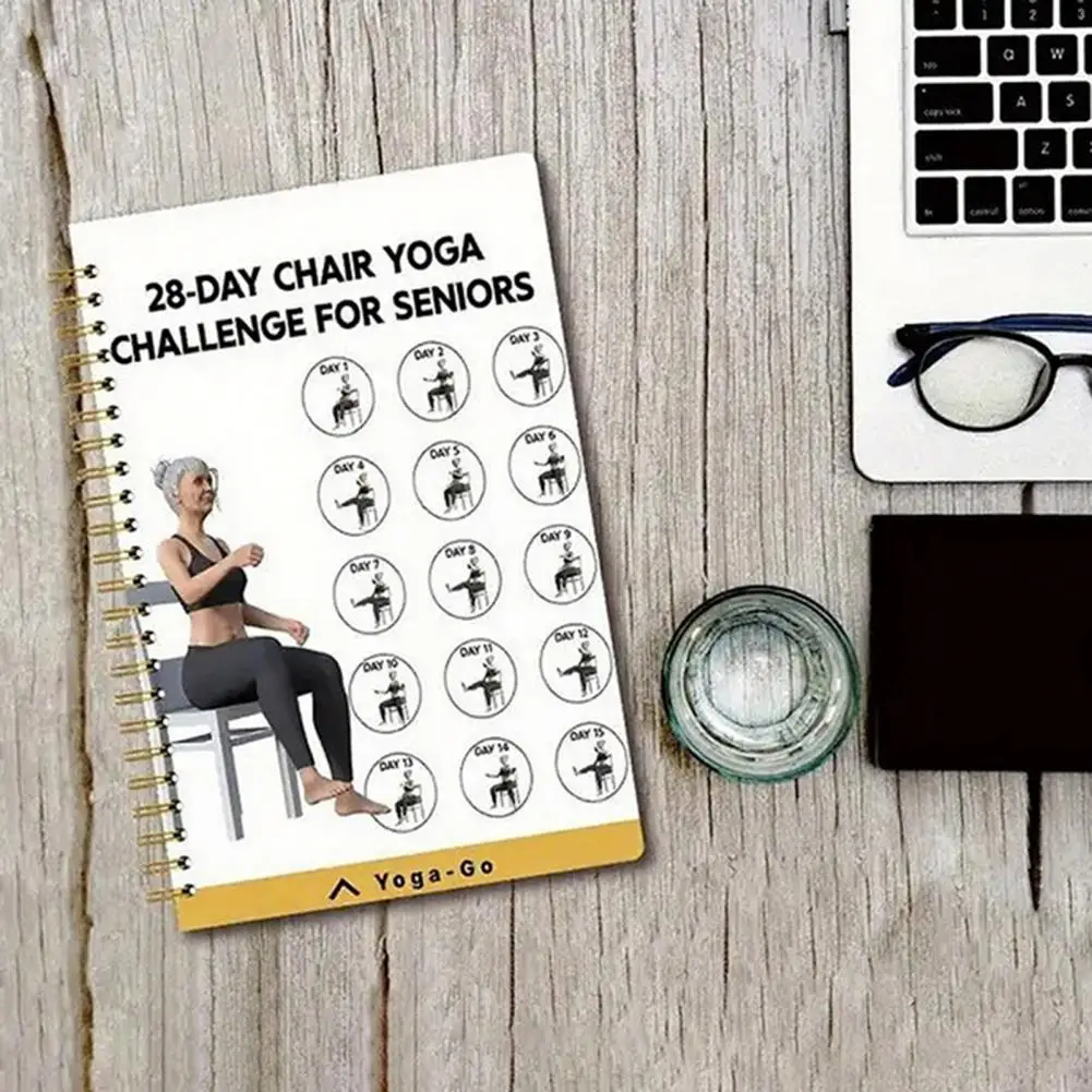 노인을 위한 두꺼운 종이 노트북 의자 요가 피트니스 번들 28일 챌린지 노트북 홈 오피스용 캔버스 벽 장식 세트