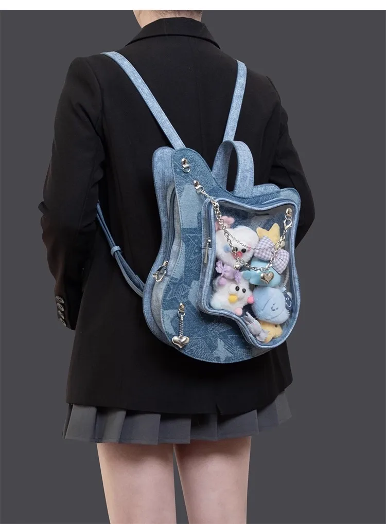 Original Guitar Shape Pain Bag Creative Color Contrasting Sweet Girls Cool Y2K Bacpack Women's Wide Strap Sweet Love Bag Itabag