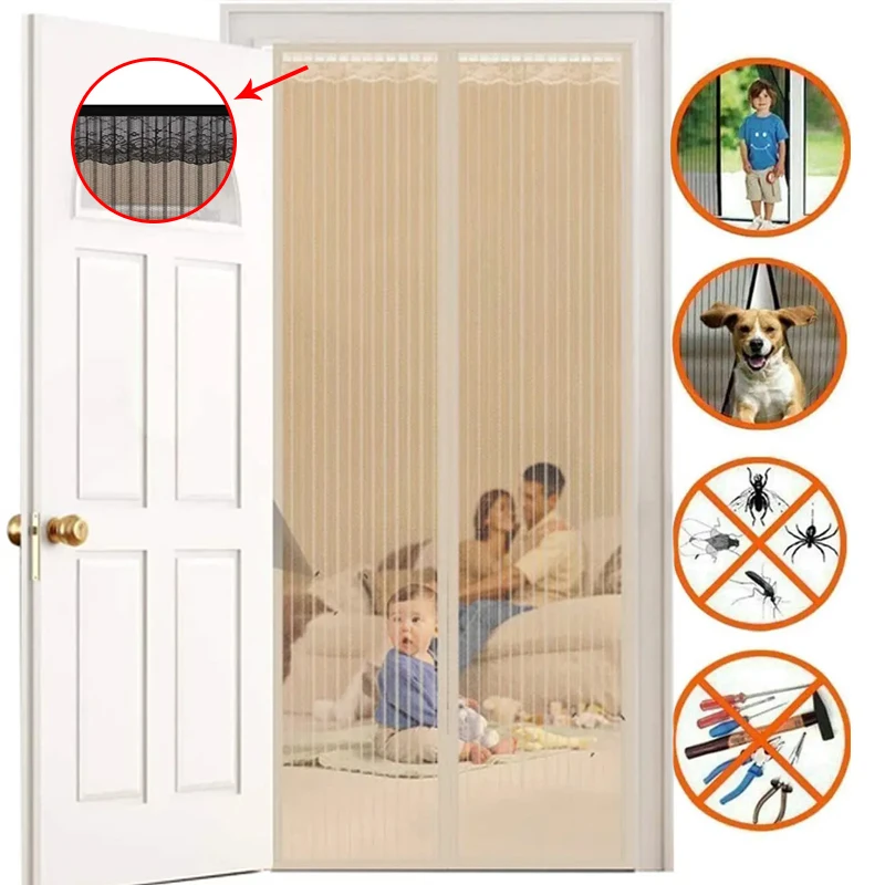 Reinforced Magnetic Screen Door Curtain Net Anti Insect Mesh Fly Screen Mosquito Protection Net Room Divider Folding Screen Wall