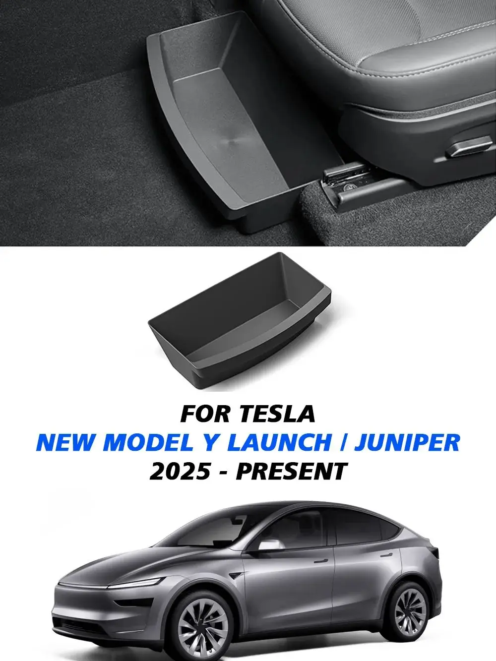 TESY Voor Tesla Nieuwe Model Y Lancering Juniper Standaard Premium en Performance Voorstoelen Onderstoel Lade TPE Opbergbox - afbeelding 2