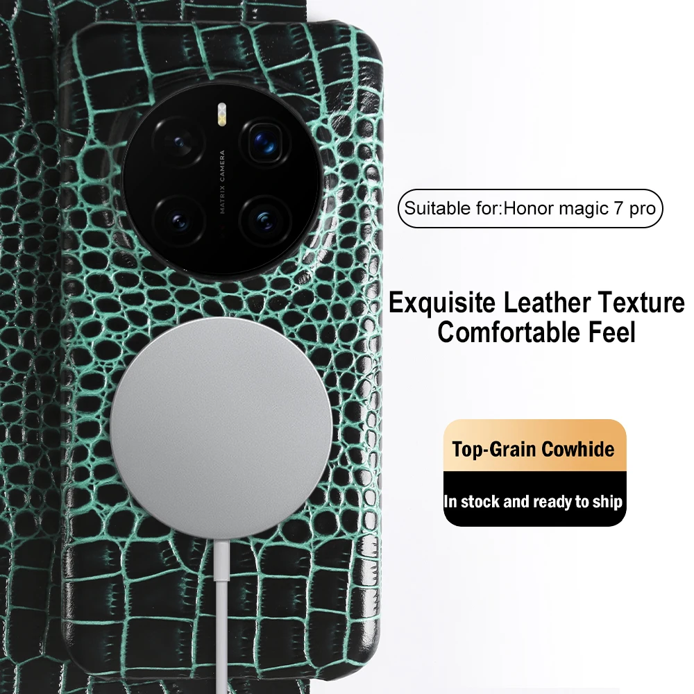 

Magnetic Genuine Leather Cover Phone Case For Honor Magic7 Pro Mgaic6 Pura70 Ultra 70Pro Cowhide Magsafe Fundal Back Shell capa
