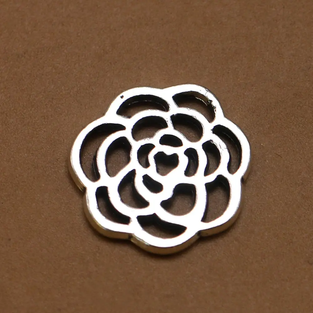 50Pcs Vintage Rose Flower Pendant Charms Alloy Jewelry Making DIY Set for Necklace Bracelet Earrings Keychain Anklet Sweater