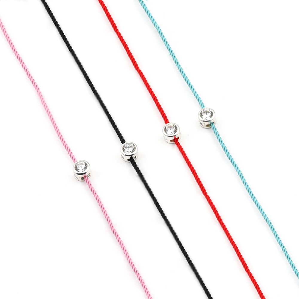 La Monada Roter Faden für die Hand, Damen-Armbänder aus 925er-Sterlingsilber, runder Zirkon, rote Schnur, Seil, Schmuck, Armbänder für Frauen – Detail 2