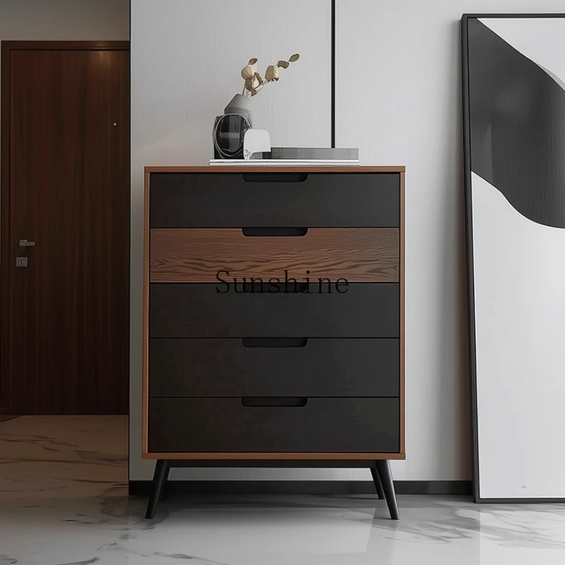 

Chinese retro solid wood porch chest of drawers walnut bedroom wall cabinet