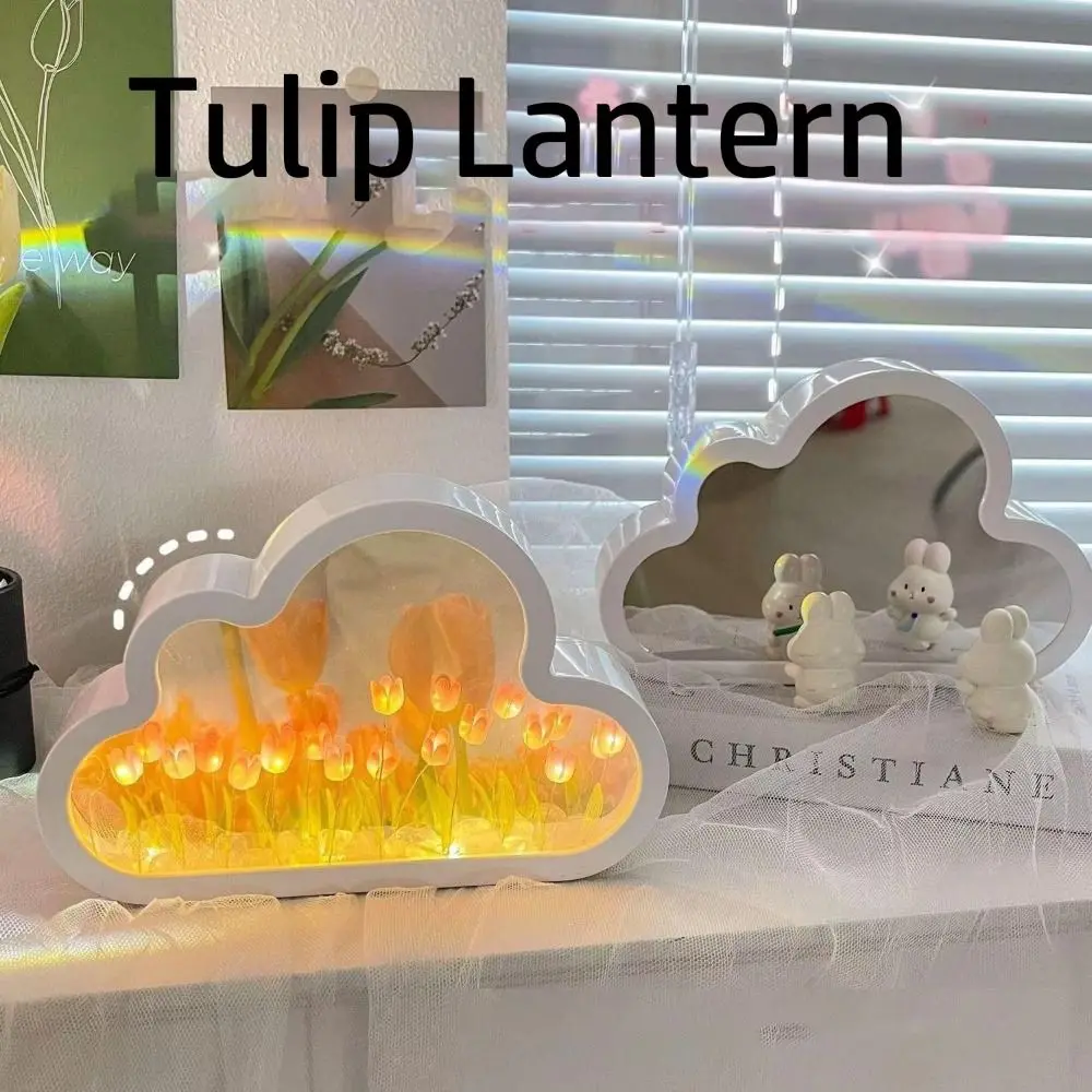 Excluding Gift Bags Tulip Night Light 22/20 Flowers Acrylic LED Decorative Nights Lamp Cloud Shape Handmade DIY