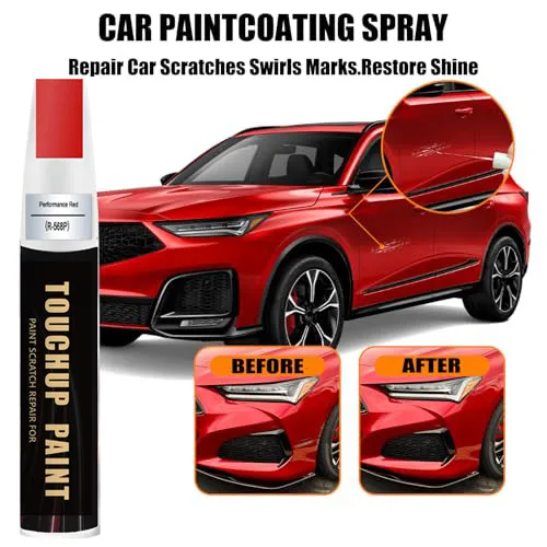 Performance Red(R-568P) Touch Up Paint Compatible with Acura, Car Paint Pen Scratch Repair Two-In-One Touch Up Paint