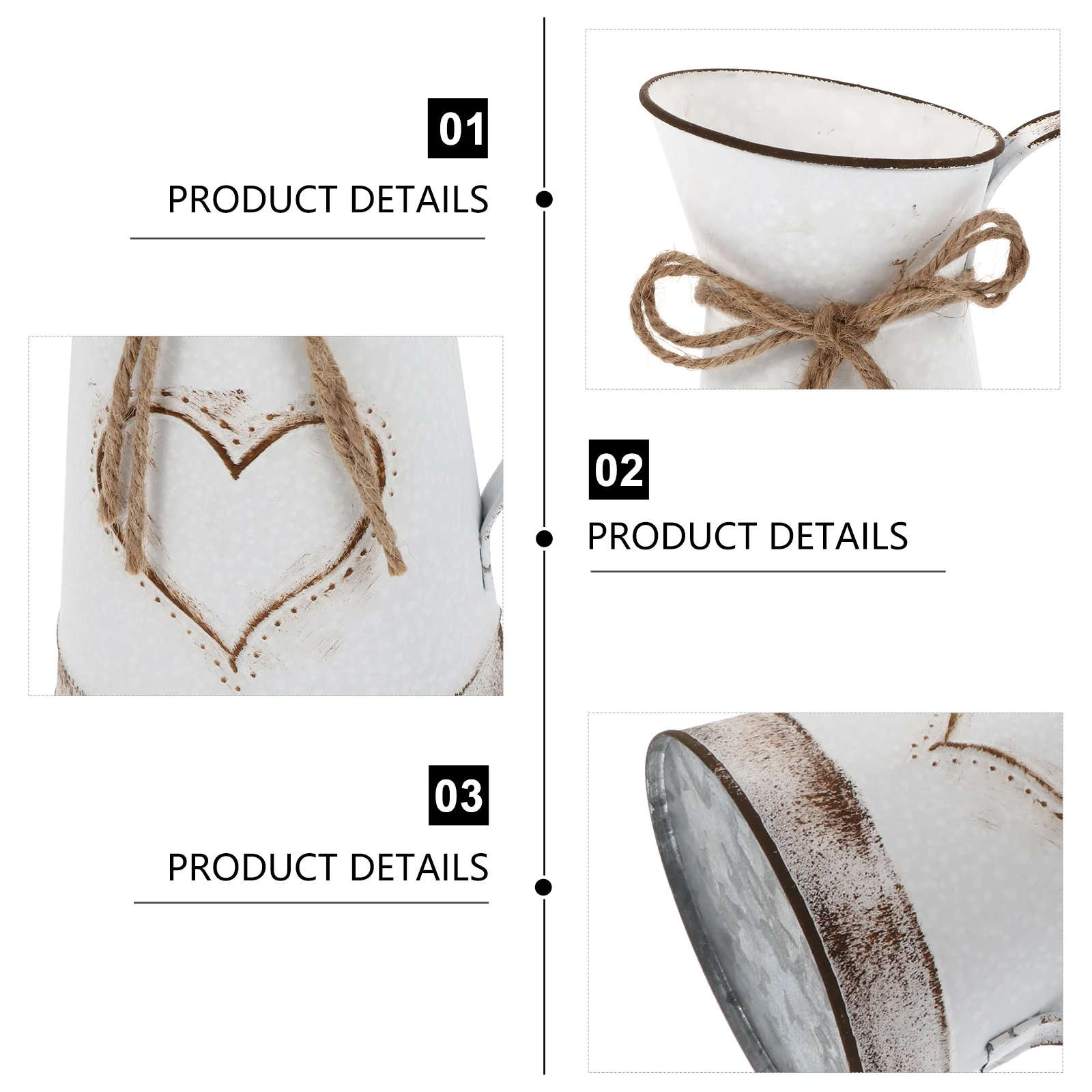 

Heart-Shaped Vintage Metal Flower Vase Rustic Bucket Pot for Tabletop Flower Arrangement Decoration Vase Vintage