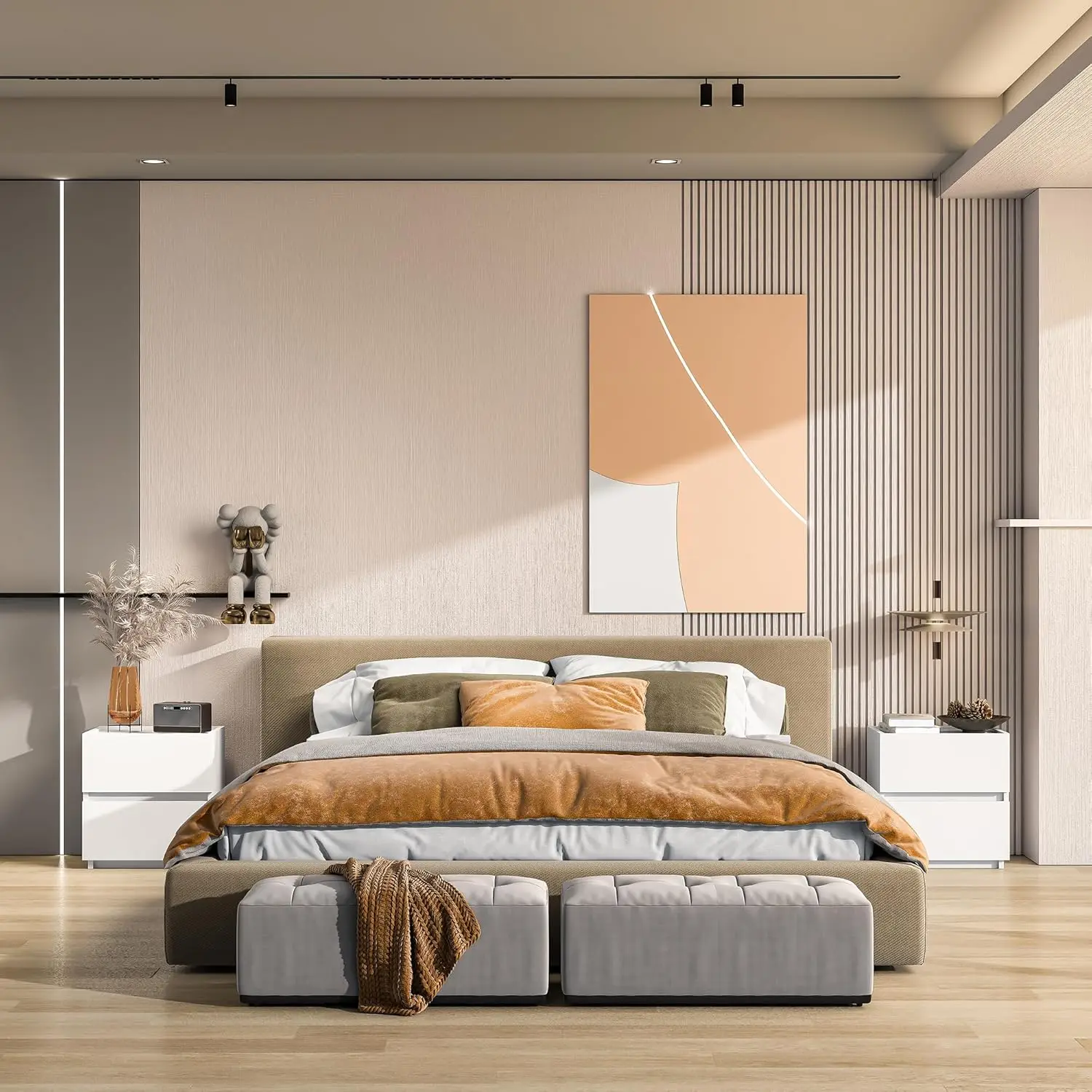 مجموعة من 2، خزانة صغيرة للخزانة، طاولة جانبية للأريكة مع أدراج للمساحات الصغيرة، طاولات خشبية بجانب السرير، تخزين حديث باللون الأبيض