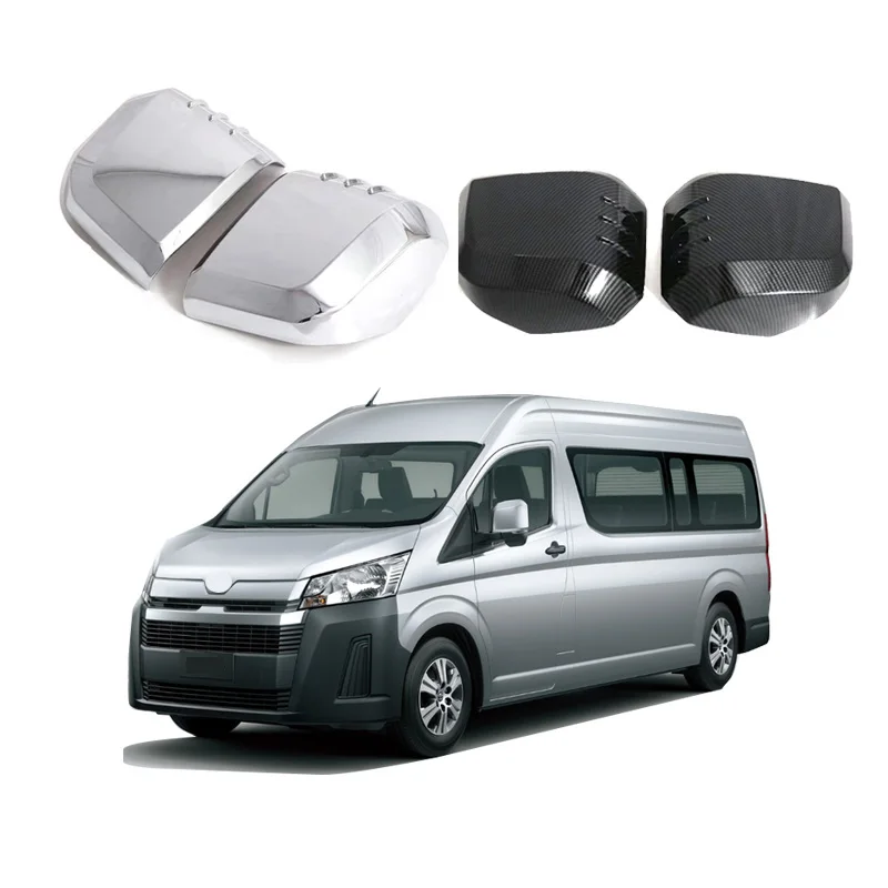 

ABS Chrome Carbon Fiber Side Mirror Cover Trim Rear View Cover For Toyota Hiace 2019-2024 300 Series