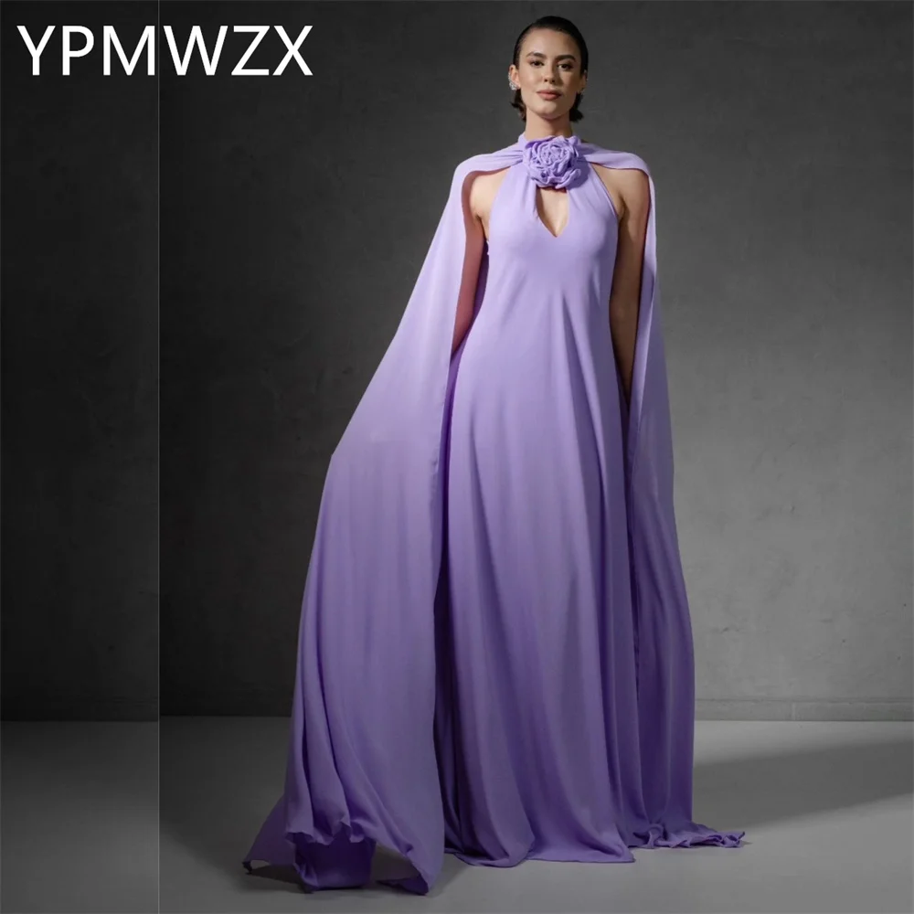 

Customized Evening Dress Party Occasion Women Formal YPMWZX High Collar A-line Floor Length Skirts Vertically Bespoke Occa