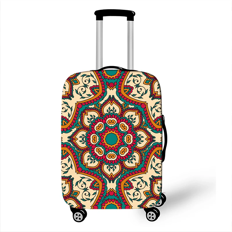 Juste de bagage imprimée fleur de mandala pour voyage, housses de valise anti-poussière, housse de protection élastique pour étui à roulettes, mode