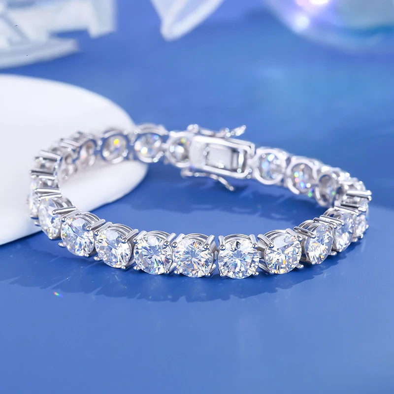 

Hiphop Jewelry Width 2-5mm 925 Sterling Silver With GRA Certificate D Color VVS1 Women Moissanite Tennis Chain Necklace