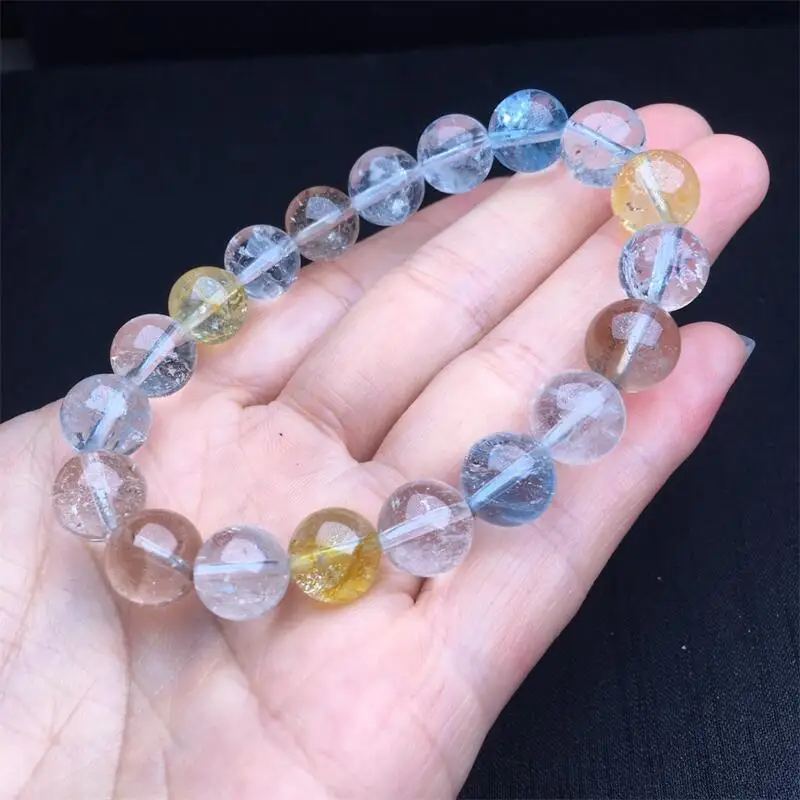 8.5MM Natural Colored Topaz Bracelet Fashion Crystal Quartz Gemstone Jewelry Reiki Healing Gift For Women 1pcs