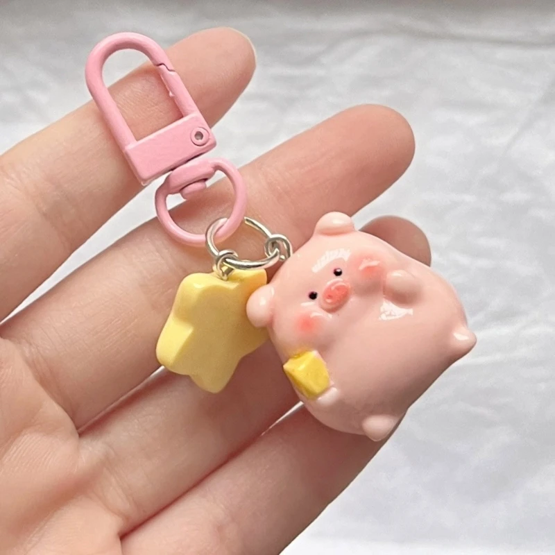 Zarte Harz Cartoon Piggy Schlüsselbund Tier Schlüssel Kette Schmuck für Frauen Mädchen Dropshipping