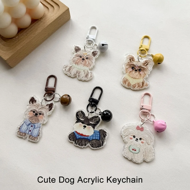 Dog Themed Acrylic Keychain Lightweight Cartoon Animal Keyring Bag Pendant Accessories for Pet Lovers and Students