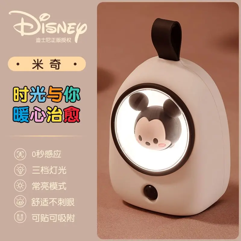 Disney Mickey Cartoon carino luce di induzione creativo Kawaii ricaricabile luce notturna decorazione della casa ornamento da tavolo regalo