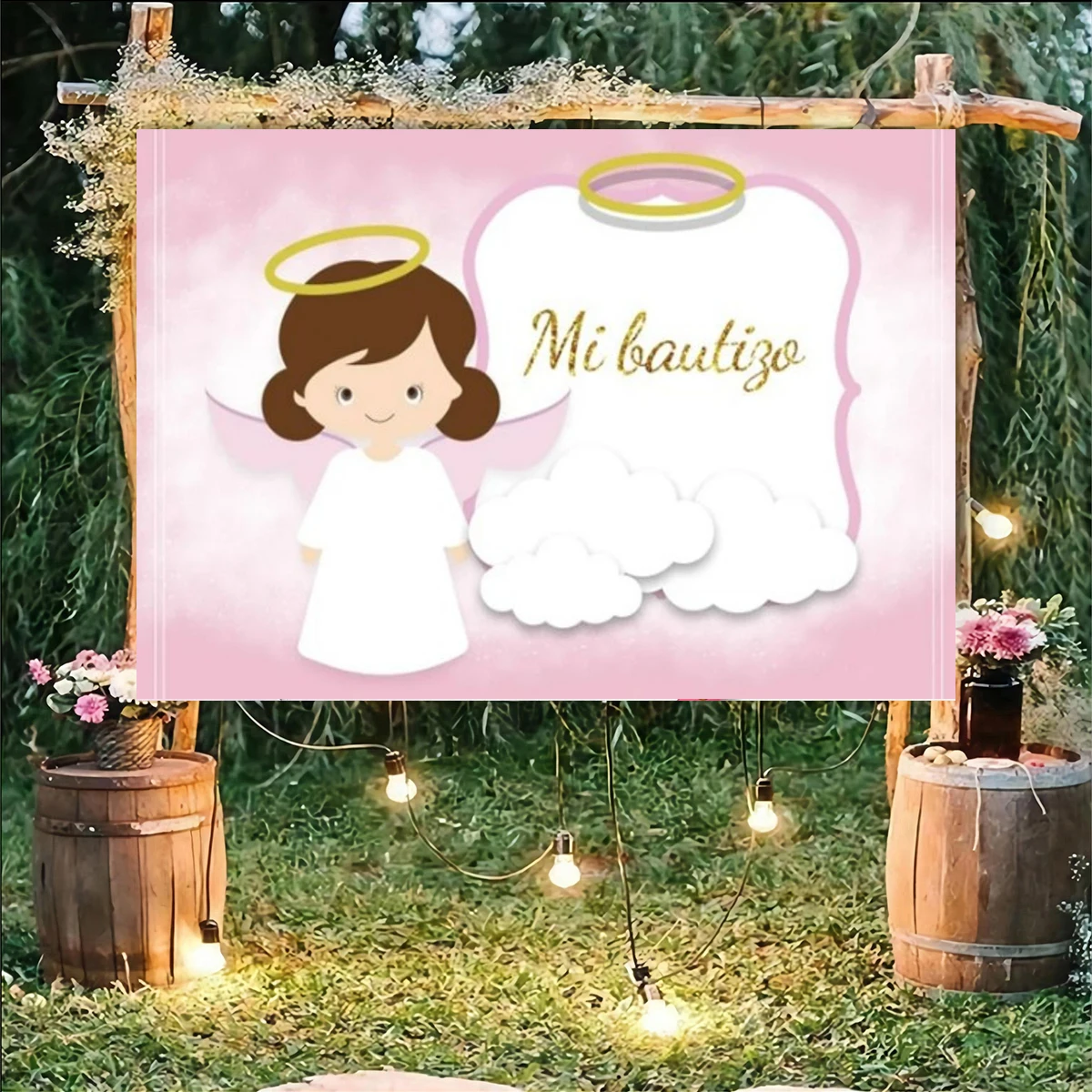 My First Communion Backdrop Girl Boy Baptism Birthday Party Photography Gold Cross Grail God Bless Background Photo Studio Props