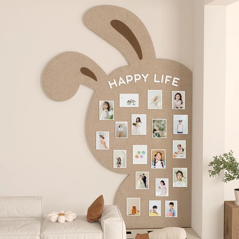 

Wool felt wall sticker photo display sofa background family photo cork message board wall