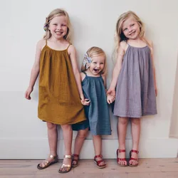 Summer Baby Girls Dress For 0-3Y Baby Holiday Dresses Organic Cotton Strap Dress for Girls Toddler Girls Beach Dress