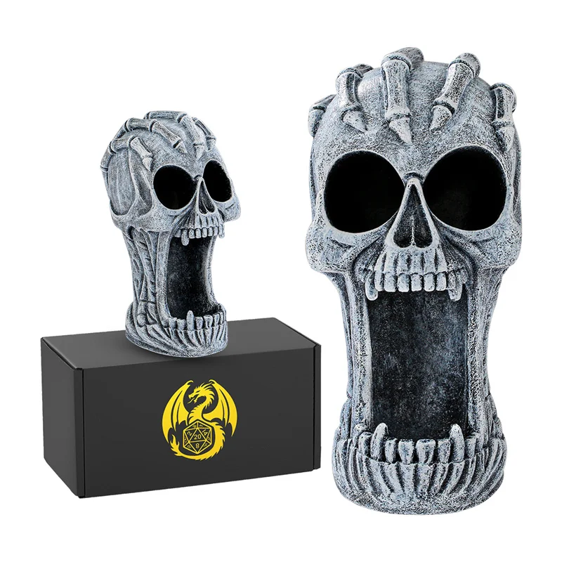 

Gothic 3D Resin Skull Head Dice Tower Dices Rolling Trays Portable DND Dice Tower for Tabletop Role Play Game Desk Decoration