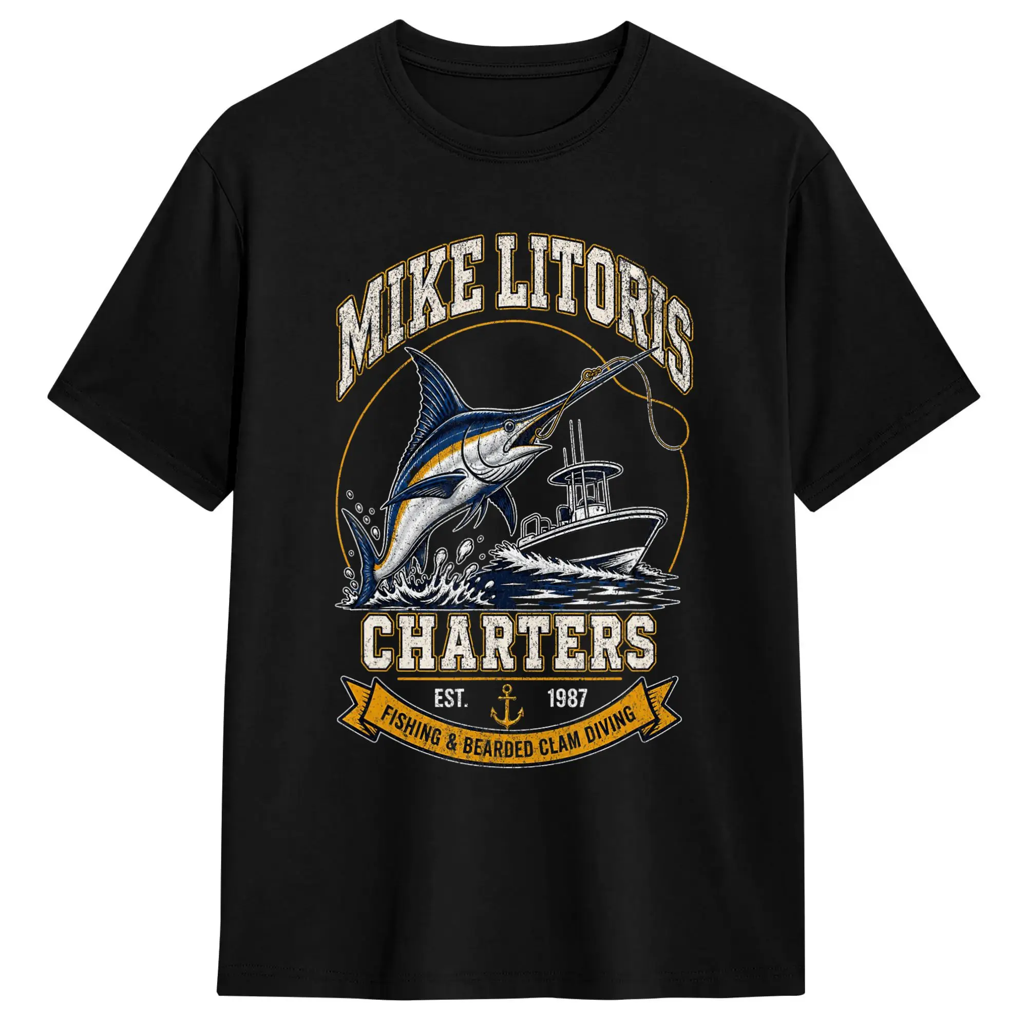 Mike Litoris Charters Adult Humor T-Shirt Man  Vintage T Shirts Summer O-Neck Trending Tee Shirt Wholesale Oversized Tops