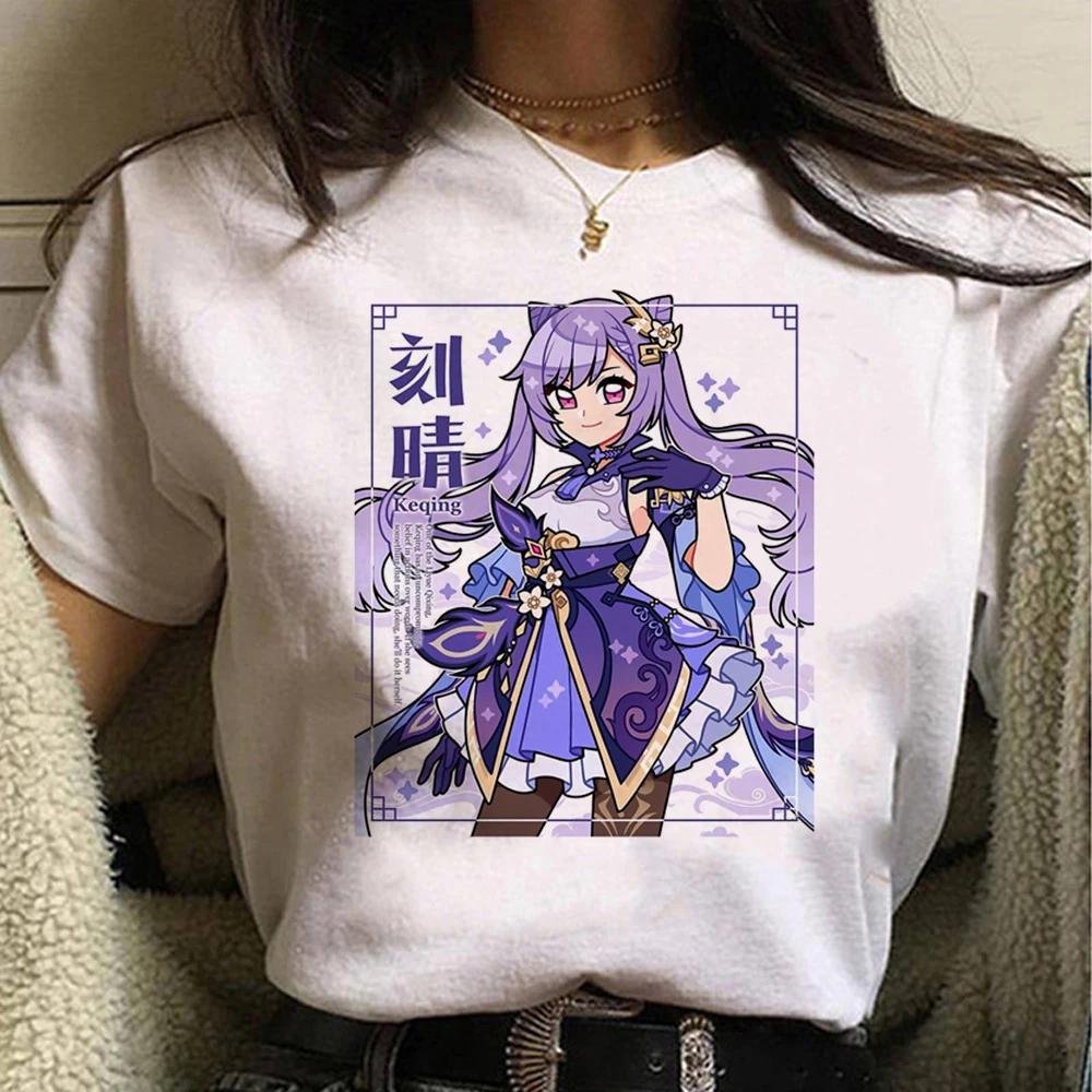 T gráfico Genshin Impact para mulheres, roupas anime Harajuku, camiseta designer feminina