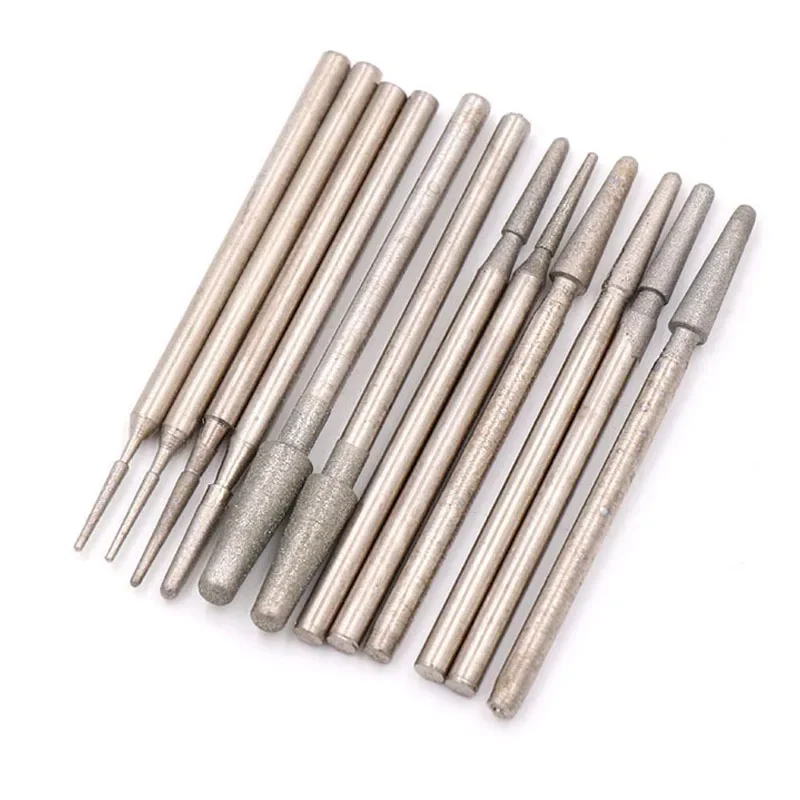 5PCS 600# 1200# Grit Cylinder Diamond Grinding Head A/B Needle Round Polishing Grinder Needles Rotate Engraving Tools