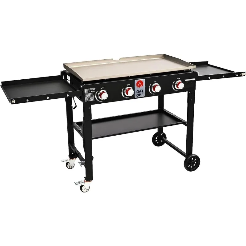 Propane Burner Grill–36-Inch Flat Top Grill Griddle Cooking Station–Foldable 4 Burner Propane Grill with Pre-Seasoned Griddle