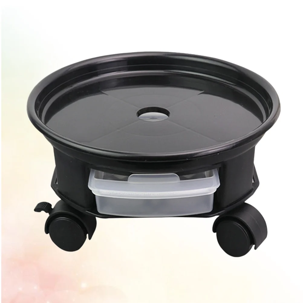 

30 Cm Pots for Plants Potted Stand Rack Pulley Round Wheel Flowerpot Tray Black