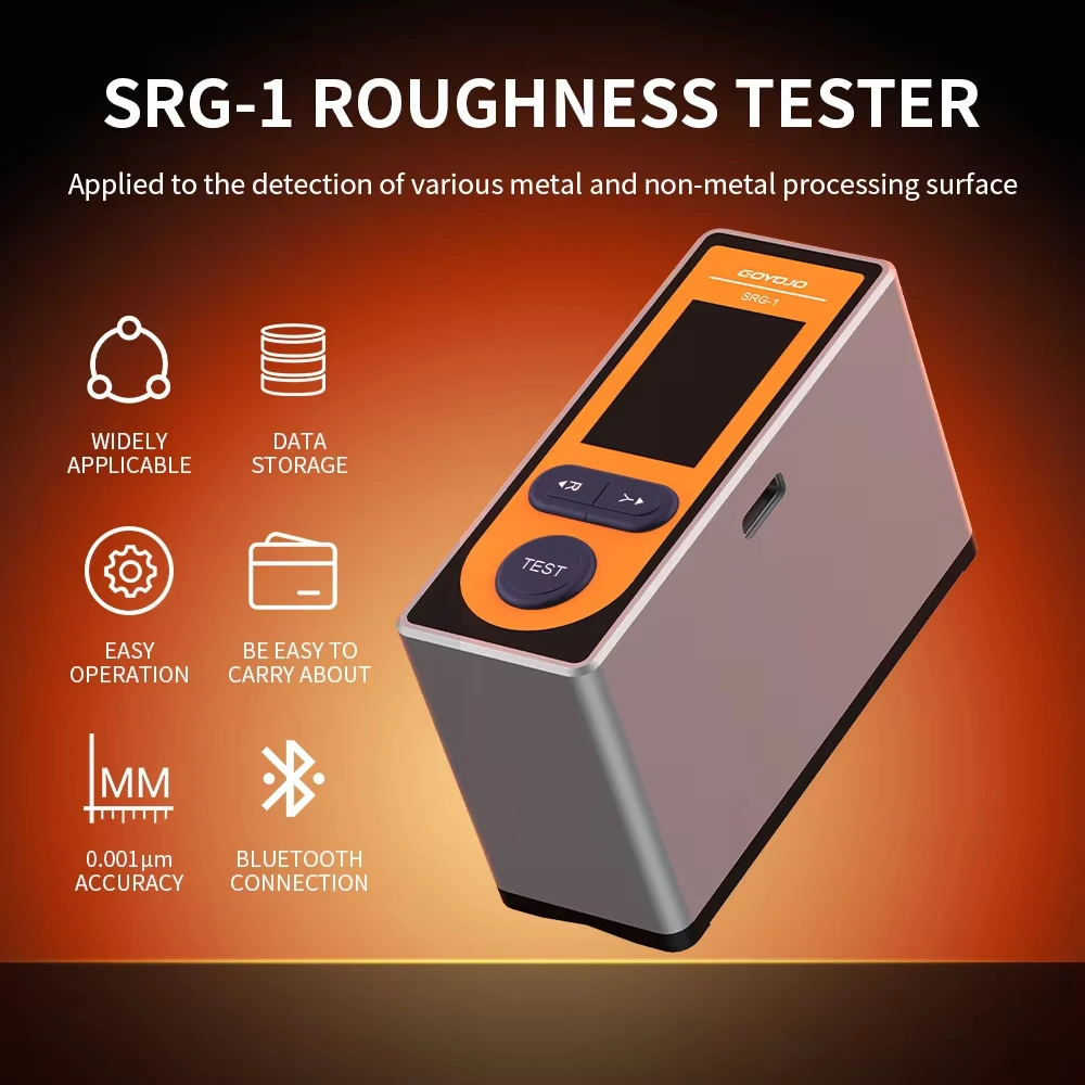 GOYOJO Portable Surface Roughness Tester, Handheld Stylus Profilometer, 6mm Travel, Multi-Parameter Ra/Rz/Rq/Rt Measurement, 500 Data Storage, Aluminum Housing (Model SRG-1)