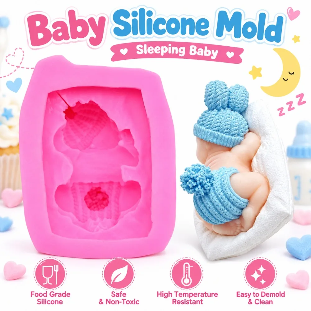 Food Grade Silicone Silicone Mold Flexible Non-Stick 3D Fondant Mold Easy Release Fine Texture Shower Mold