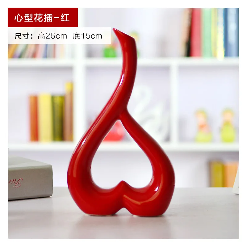 Creative simple decoration Jingdezhen ceramic vase ornament wedding gift heart flower arrangement