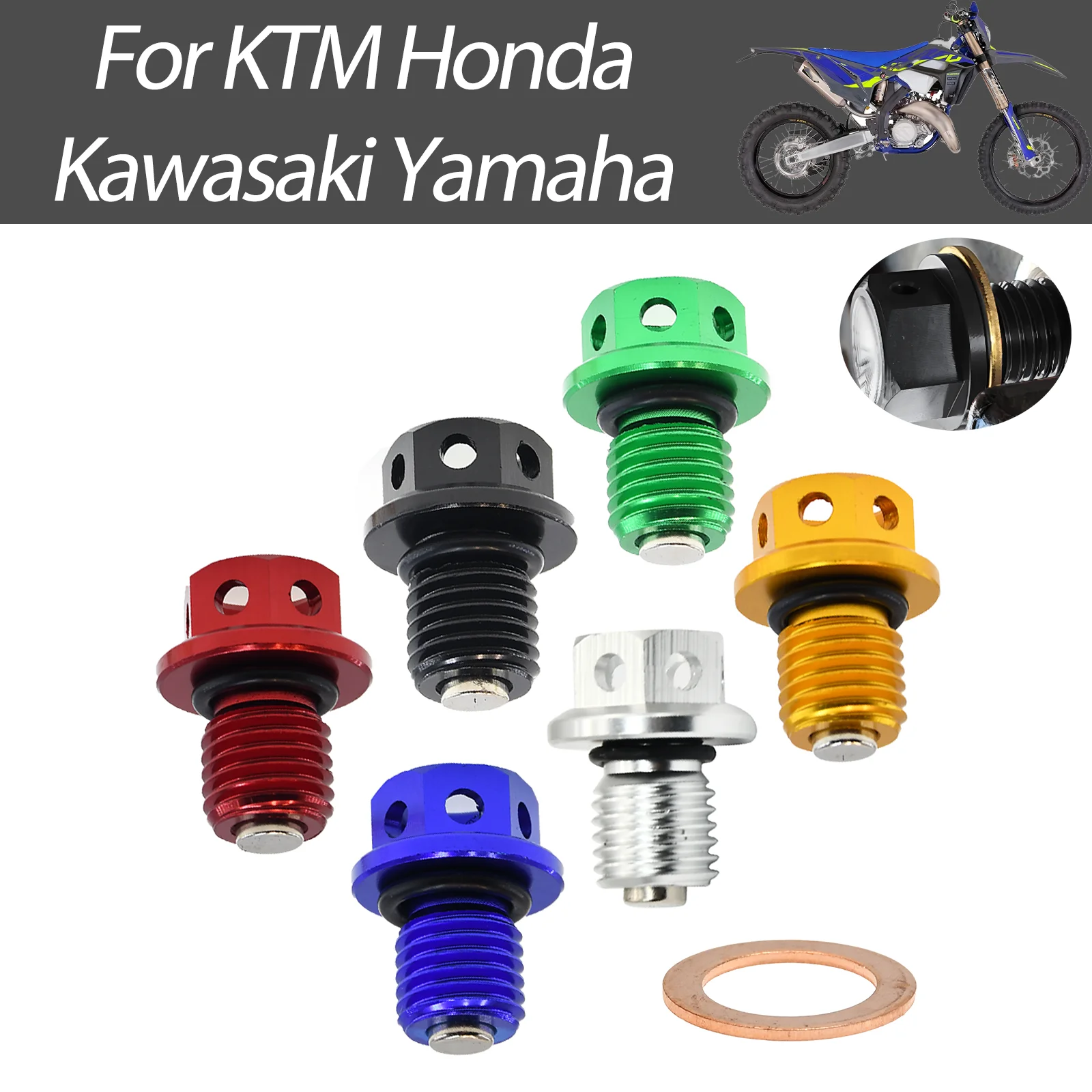 high quality M12xP1.5 Magnetic Oil Drain Plug Bolt Screw For Honda CRF Yamaha YZF KTM EXC XCF Kawasaki KX off-road motorcycle
