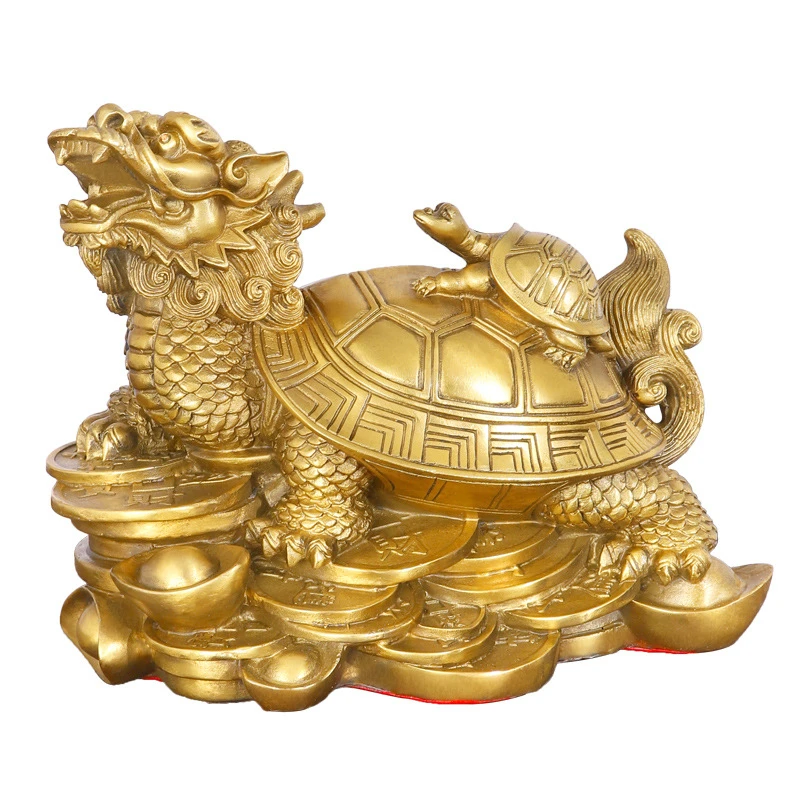 China fengshui brass dragon turtle Tortoise wealth lucky statue Metal crafts Home decorations gift metal handicraft