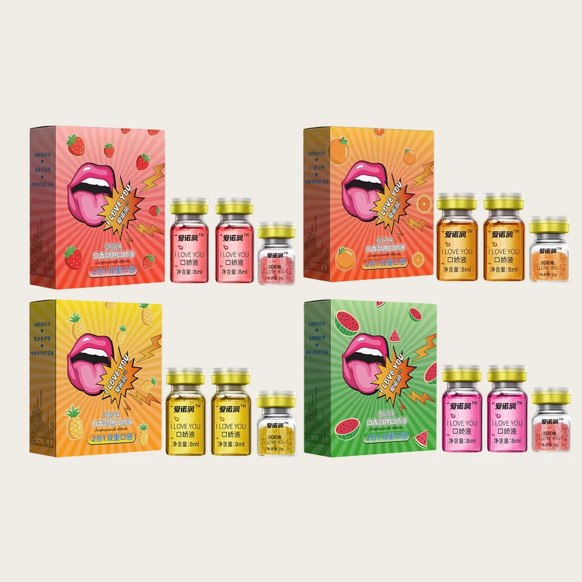 Comestible Candy Oral Lubricant Duo Fruity Tingling Sensation Liquid Foreplay Fun Yoni Gel Sex Intime Lubricant Vaginal Gel