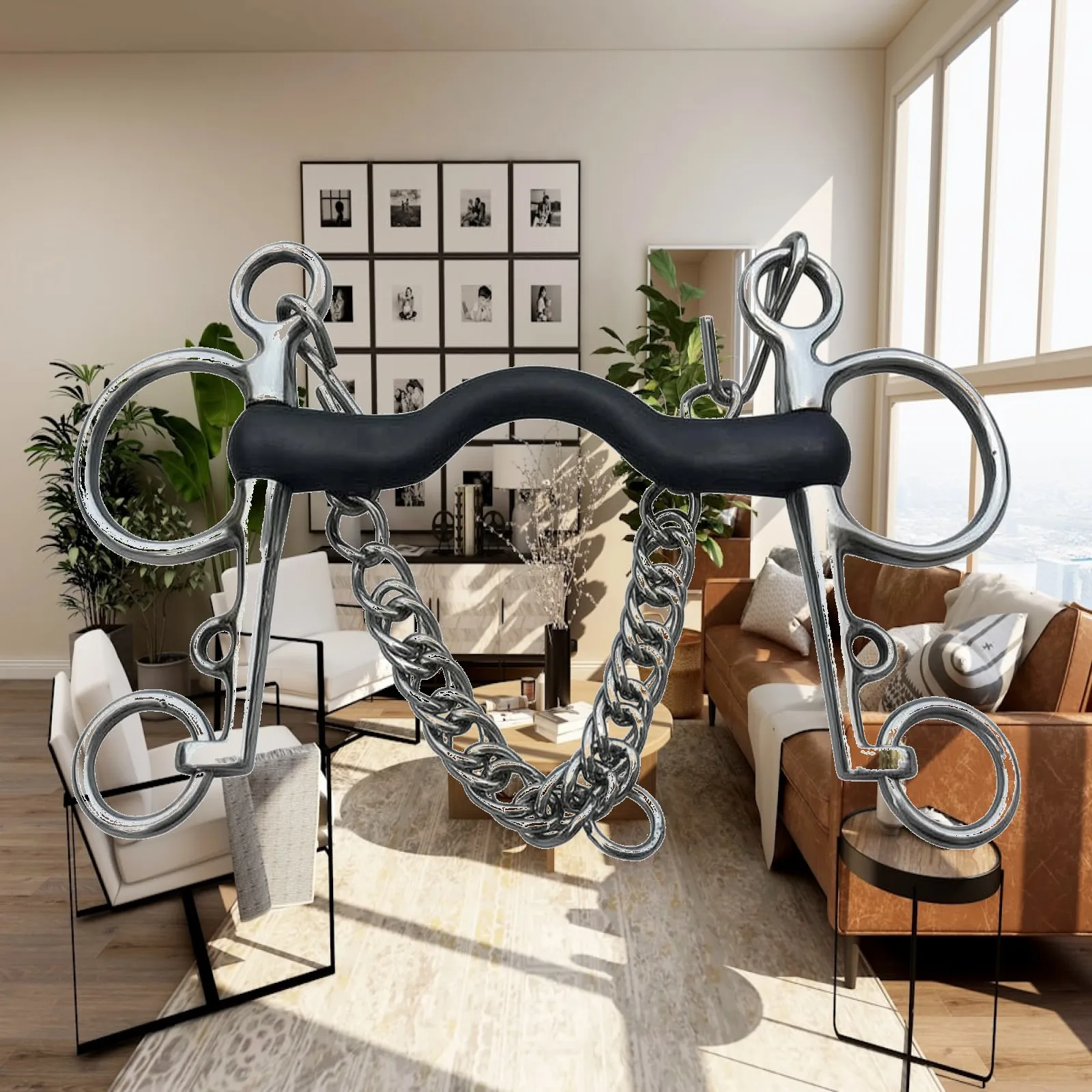 Stainless Steel Pelham with Curb Chain Multi-Loop English-Style Pelham Horse