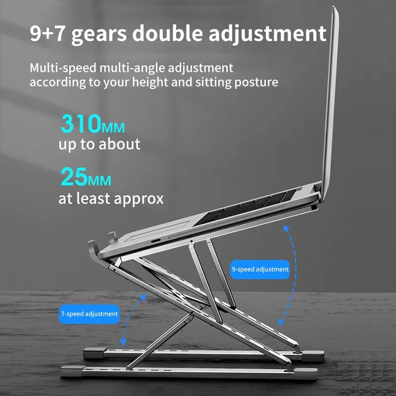 Soporte plegable para ordenador portátil, accesorio ajustable de aluminio para Macbook, Pc, tableta, Notebook, disipación del calor