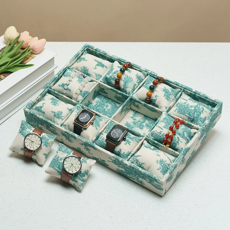 

Retro Wooden Jewelry Storage Tray Counter Bracelets Necklaces Watches Display Tray Women's Accessories Organizer Container