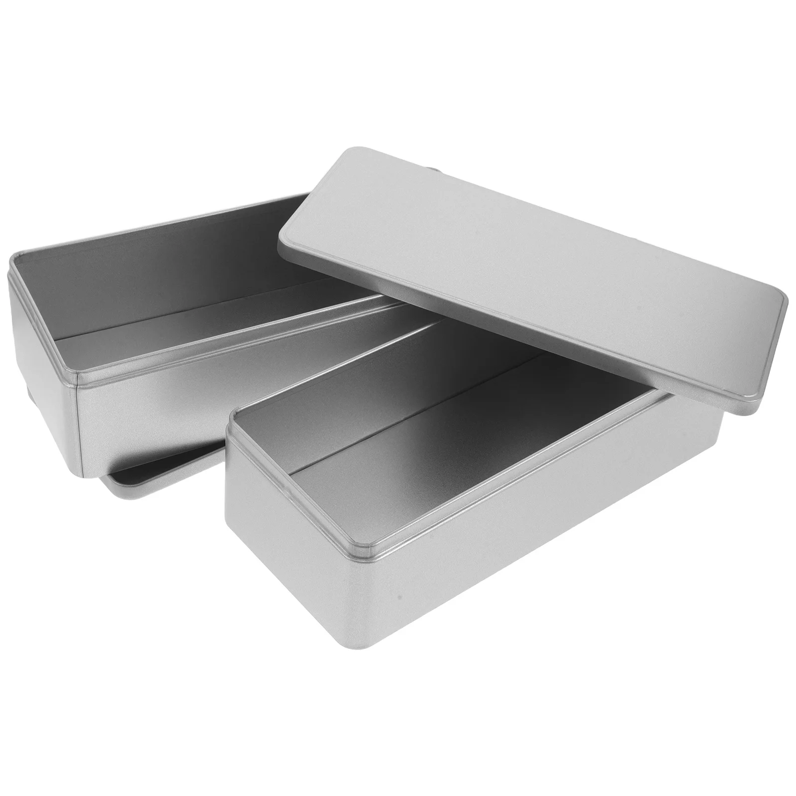 

2pcs Cookie Packaging Box: Rectangular Tinplate Storage Container For Biscuits Snacks Candy Craft Supplies, Reusable Metal Empty